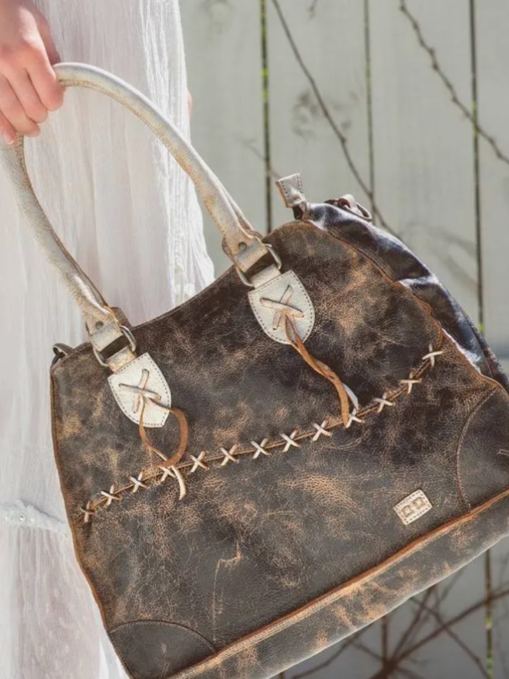Bed Stu Vintage-Style Distressed Black Leather bag. NWOT